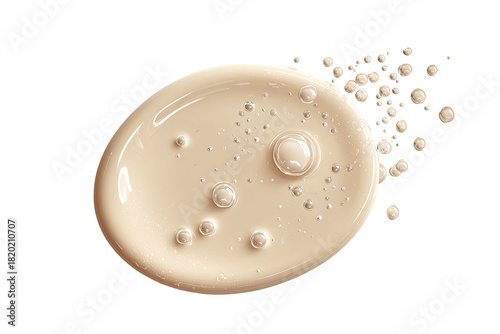 Beige liquid blob, round edge, with tiny bubbles, on black