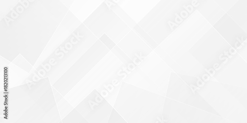 Abstract vector minimal tech gradient white, gray creative triangle geometric technology space rectangle randomly arranged white line background. paper web overlap presentation design.	