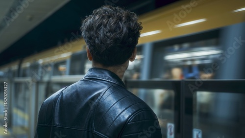 Man Waiting for Train in Urban Subway Station