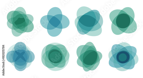 Overlapping circles in teal and green hues
