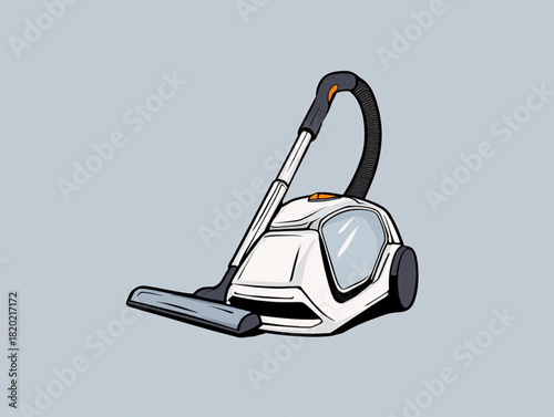 Hand drawn illustration of a modern white vacuum cleaner on a plain background