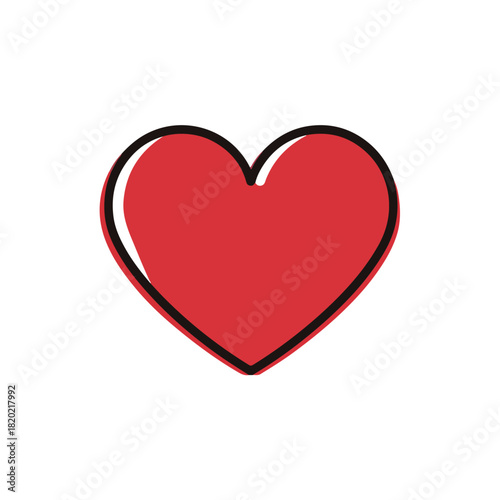 Bold Red Heart with Black Outline on White Background Free Download Bold Red Heart with Black Outline on White Background - GFXLoad