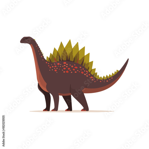 Cartoon Stegosaurus Illustration on White Background Prehistoric Creature