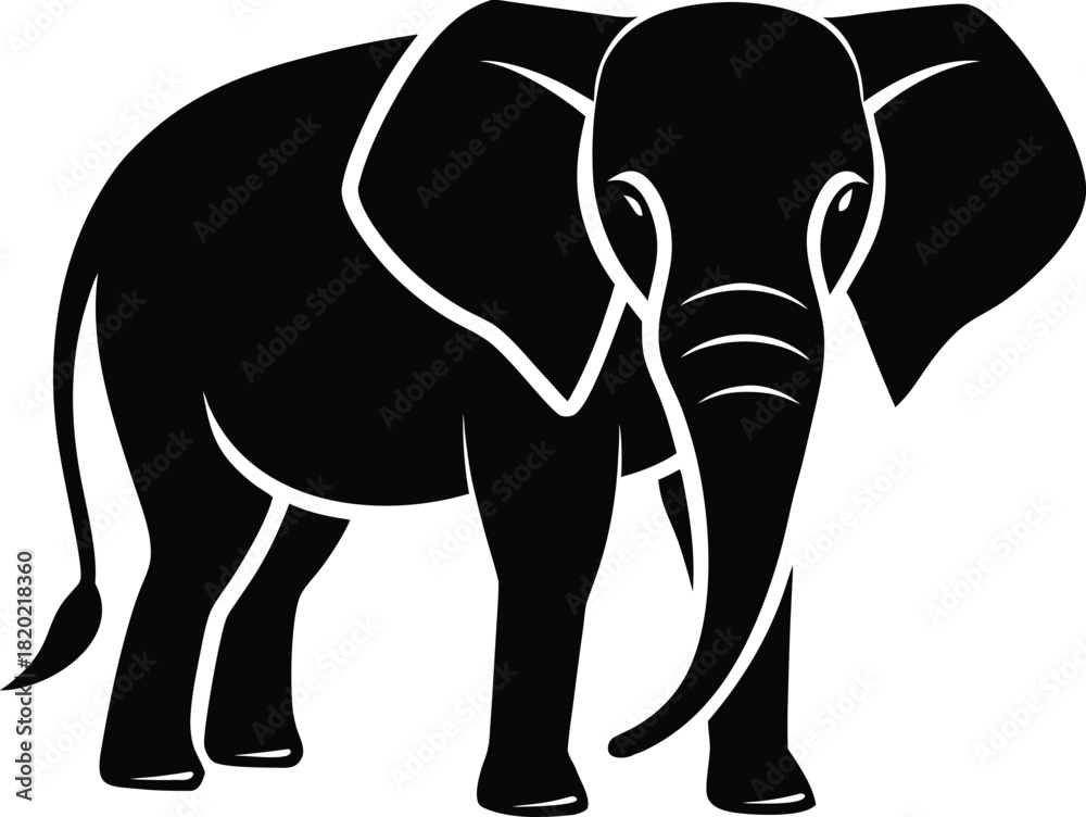 Fototapeta premium Stylized elephant icon with abstract geometric elements