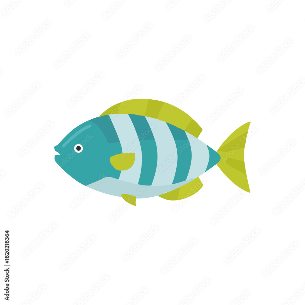 Obraz premium Colorful Striped Fish Illustration Aquatic Animal Design