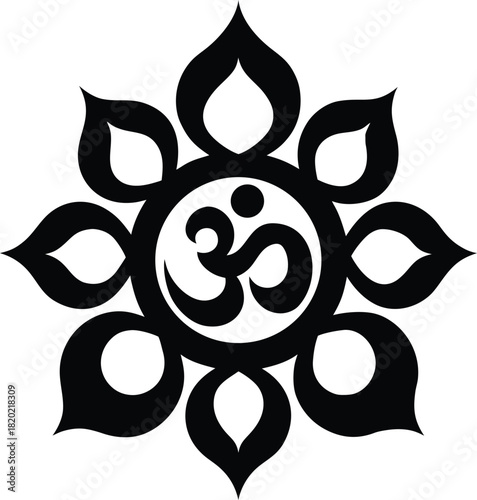 Elegant hindu om symbol logo icon on white background