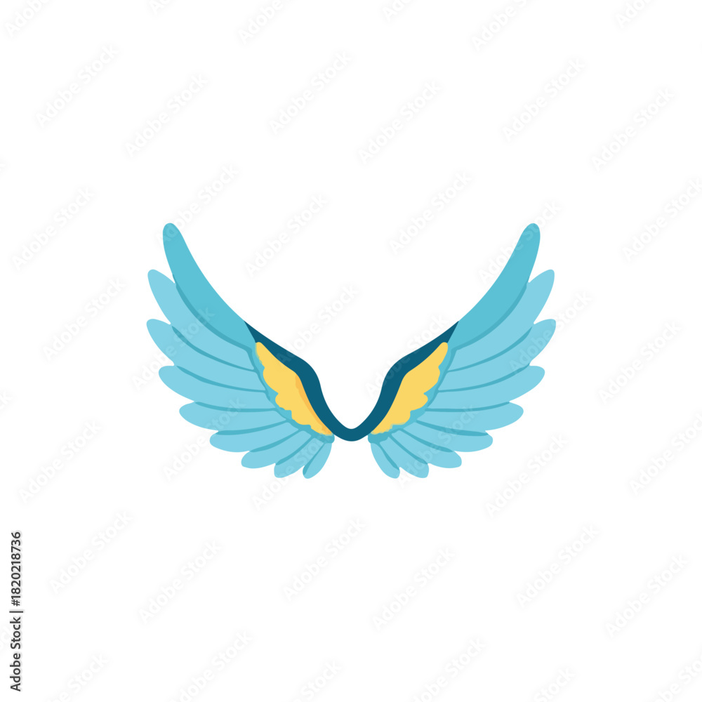 Obraz premium Elegant Blue and Yellow Wing Symbol on White