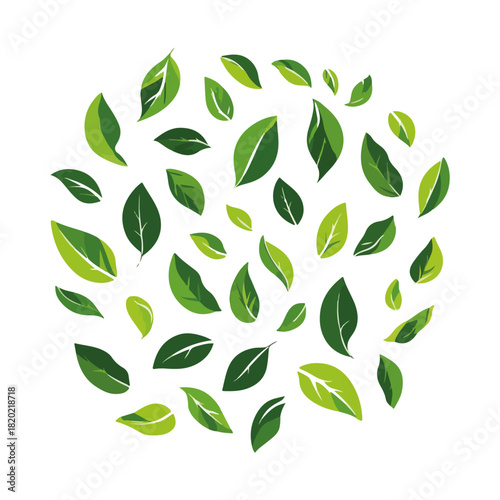 Eco-Friendly Leaves Circle Fresh Green Foliage Design