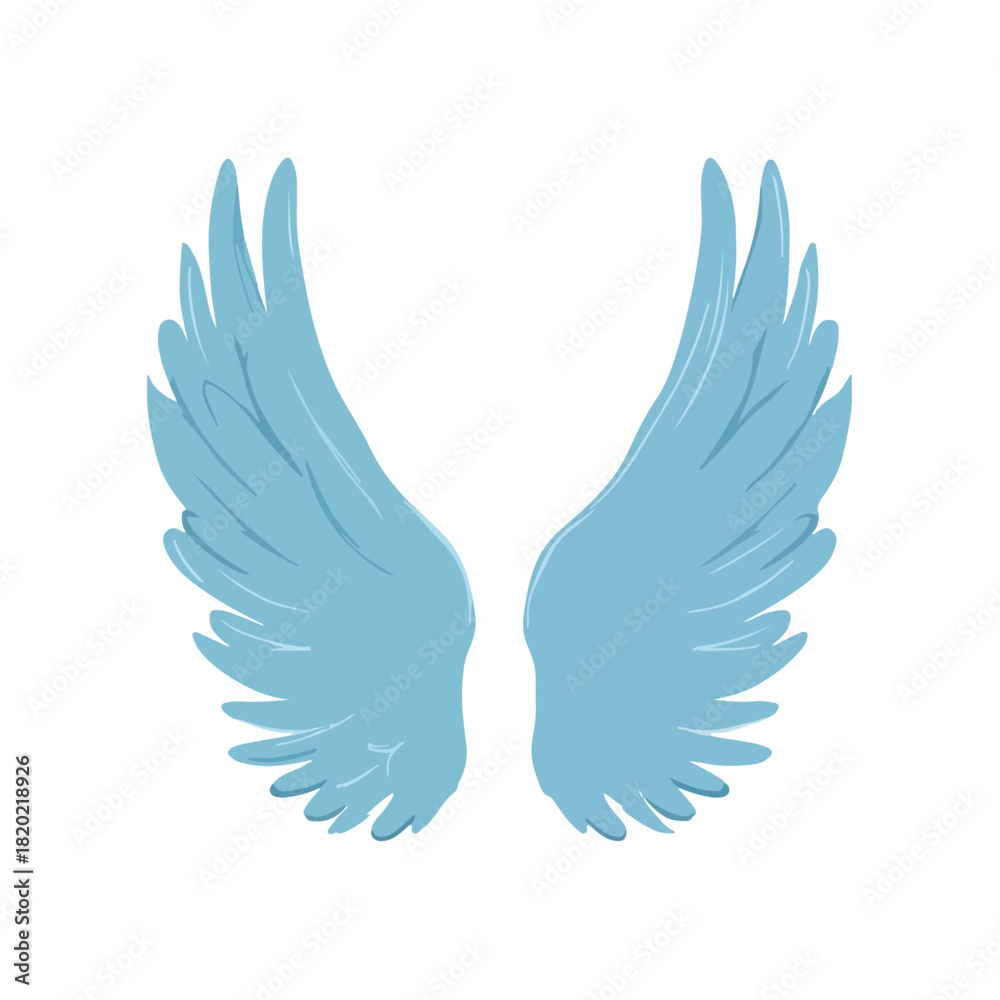 Fototapeta premium Elegant Light Blue Angel Wings on White Background