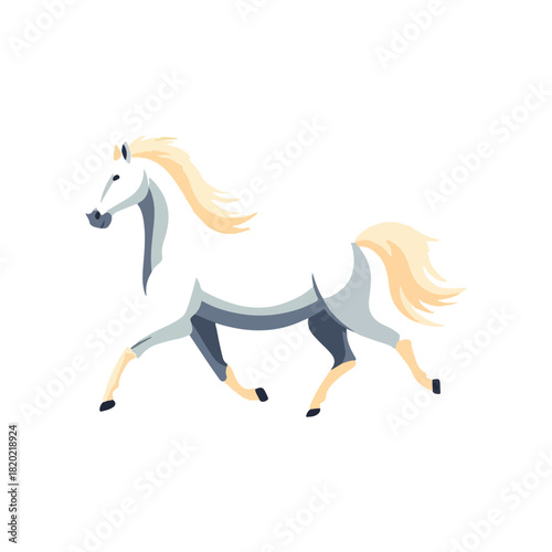 Elegant Horse Running on White Background Illustration