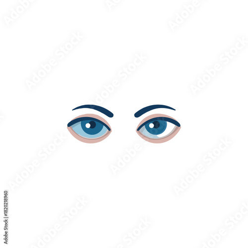 Expressive Eyes Simple Blue Eye Illustration on White