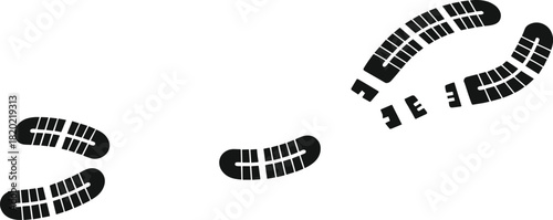 Black shoe footprints graphic on white background shoe print sole