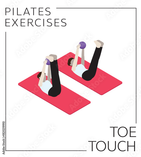 Pilates Ball Exercise Toe Touch Isometric Vector