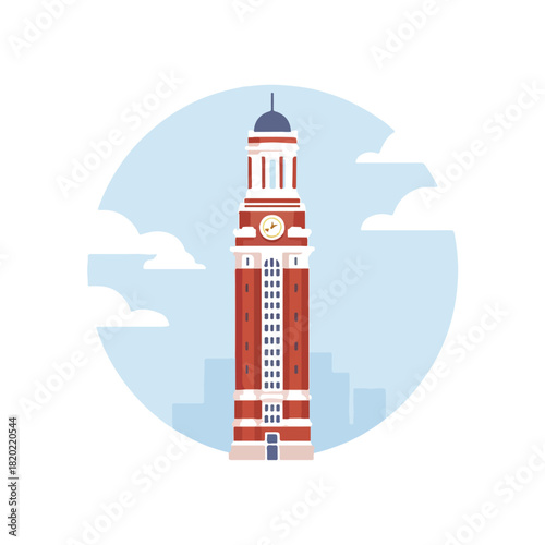 Iconic Argentine Monument in Flat Illustration Style