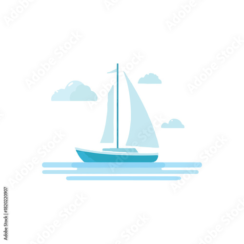 Minimalist Sailboat on Calm Waters with Clouds
