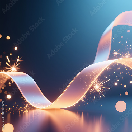 Abstract Christmas Background with Glowing Snowflakes and Stars, Blue Winter Holiday Wave Design, Bright Shiny Festive Vector Illustration for Cards and Wallpapers