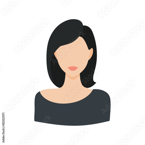Modern Female Avatar Flat Design with Blank Face