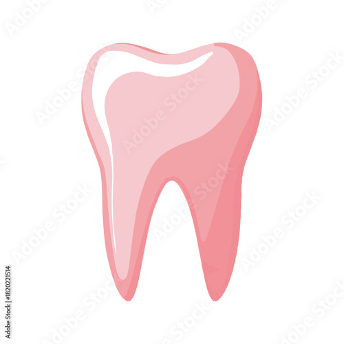 Pink Tooth Illustration Dental Health and Care Concept