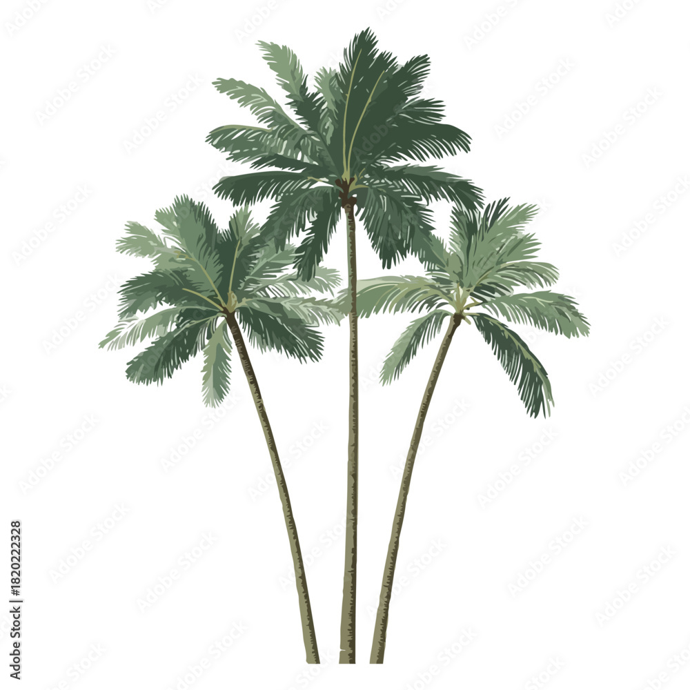 Obraz premium Tropical Palm Trees on White Background Vector Art