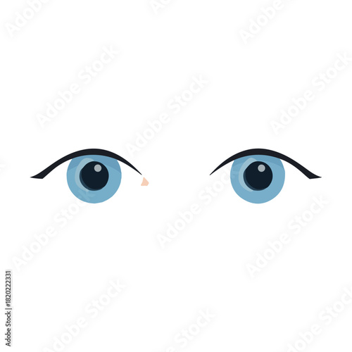 Stylized Blue Eyes on White, Minimalist Design