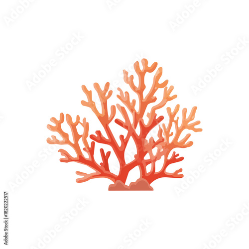 Vibrant Coral Reef Illustration on White Background