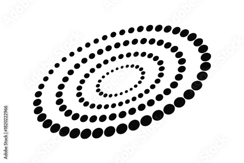 Black Elliptical Spiral Pattern Made of Dots on a White Background abstract ellipse