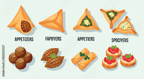 Middle Eastern appetizers and snacks assortment