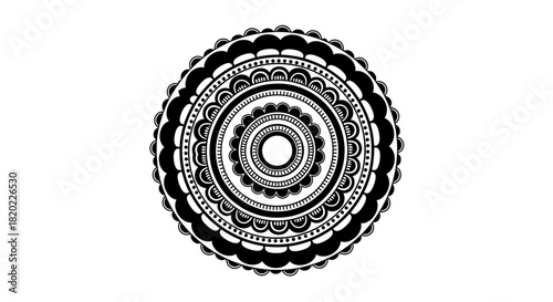 Elegant black and white mandala design for coloring pages projects