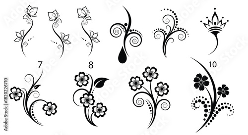 Elegant floral vector designs great for invitations or stylish tattoos