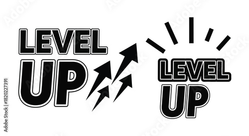 Step up your game with level up arrows achieving success promotion