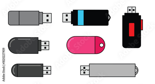 Colorful USB flash drive collection for file storage and data backup