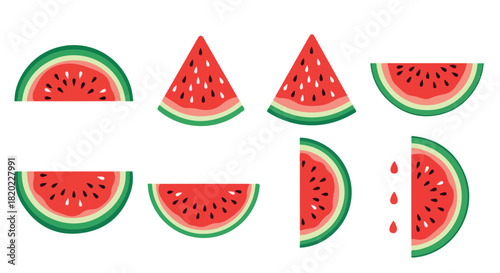 Watermelon slices collection with transparent background