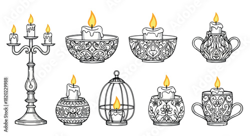 Candles in decorative holders, vintage style