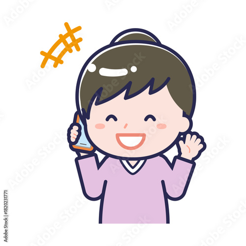 スマートフォンを使う「私服の大人」の女性