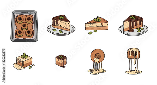 Chocolate desserts collection with various treats