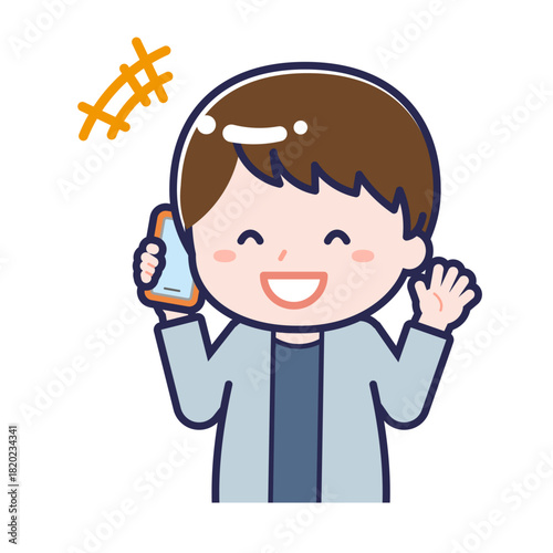 スマートフォンを使う「私服の大人」の男性