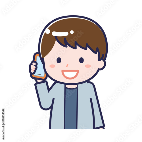 スマートフォンを使う「私服の大人」の男性