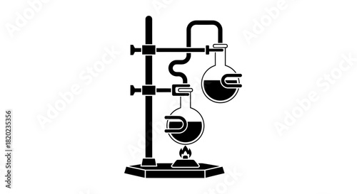 Elegant black distillation setup perfect for lab and science displays