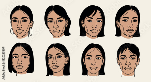 Diverse women faces with short hair