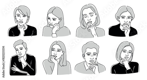 People thinking, pondering, considering, contemplating