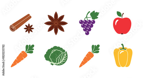 Food icons set with transparent background