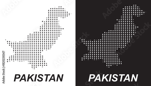 Pakistan Dot Map Vector, Digital Geometric Silhouette, Infographic Template, Point Scale Technology Concept, South Asia Country EPS