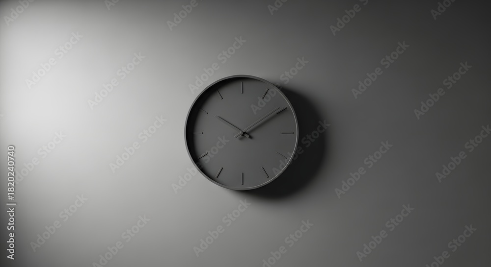 custom made wallpaper toronto digitalClock time wall gray monochrome minimalist design modern interior simple home decor timepiece hour minute