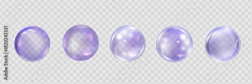 Vector image of five realistic pearls in soft white, pink, cream, and blue tones on a white background, perfect for elegant, cosmetic