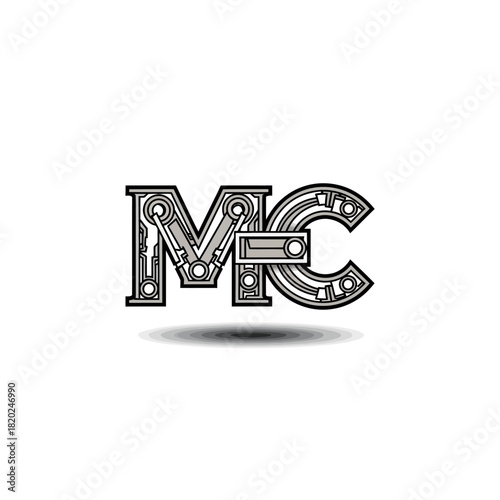 Stylized logo with the letters M and C in a circuit board design.