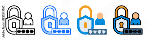 Password Protection Icon Collection Set Multiple Style