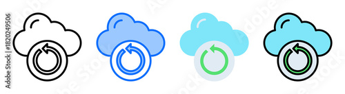Cloud Backup Icon Collection Set Multiple Style