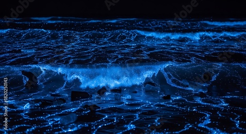 Fototapeta Naklejka Na Ścianę i Meble -  Bioluminescent Wave at Night