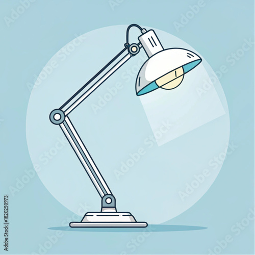 Artistic drawing of a modern adjustable desk lamp