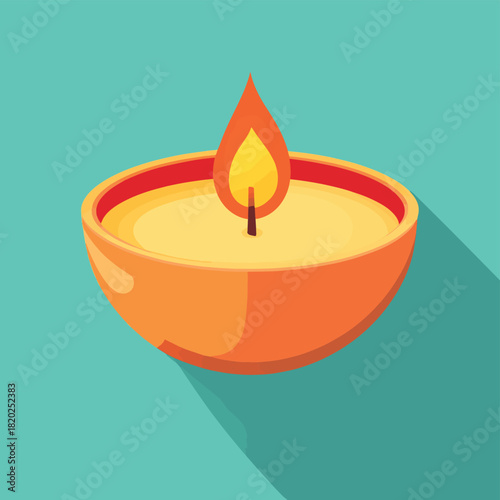 Tea candle flat vector icon  , vector style simple color